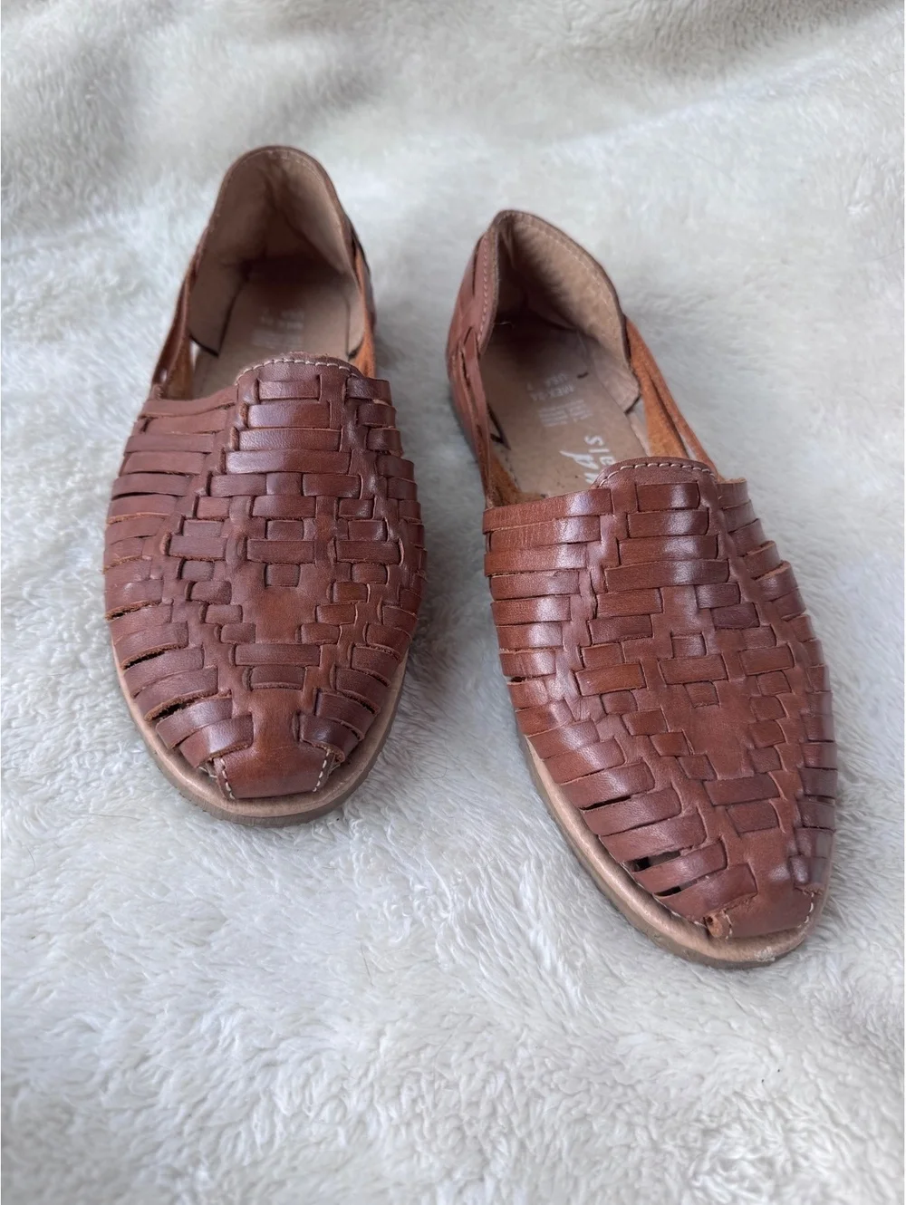 Sammy Sandals Brown Woven Leather Huarache Flats – Women’s Size 7